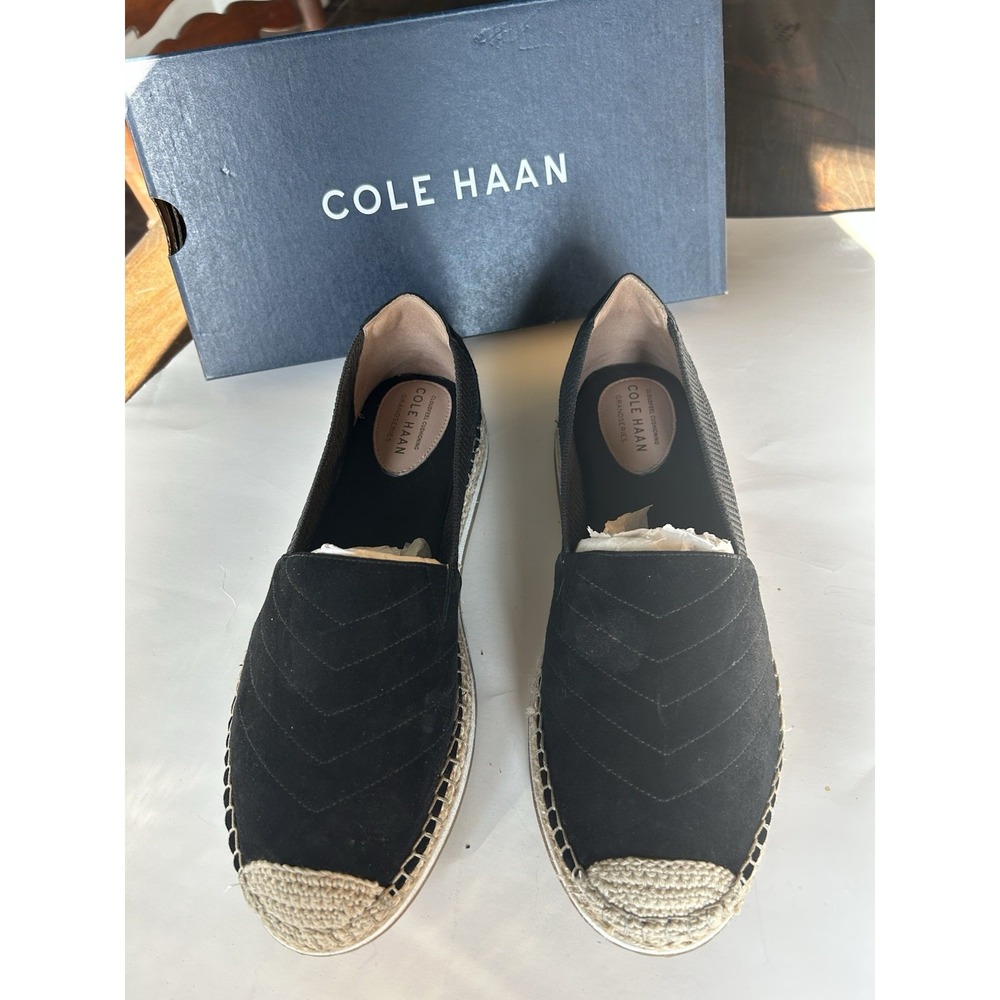 Cole Haan Black Cloudfeel Espadrille Loafer Suede Shoe Women Size 10B EUC In Box - Picture 2 of 11